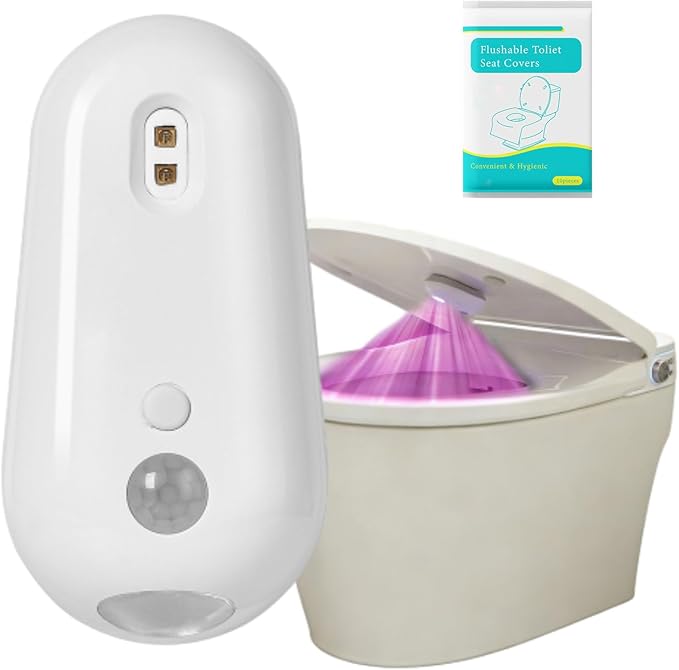 Self Cleaning UV Toilet Sanitizer Light, Motion-Activated, Rechargeable, Night Light, Adhesive-Mounted for Shared Bathrooms, For Elderly & Pet (1pcs)