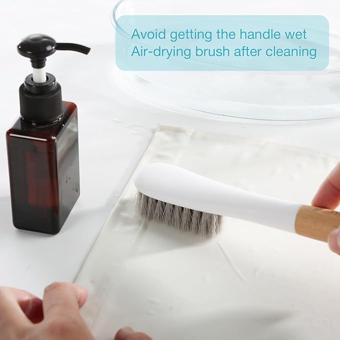 Wood Laundry Brush, OSCIOSS Laundry Stain Brush wth Long Handle and Soft Bristle for Cleaning Clothes & Shoes, Protable Laundry Brush for Stains on Clothes (Plastic-2pack)