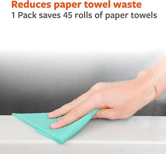 Full Circle Squeeze - Cellulose Sponge Cloths, Super Absorbent Dishtowels, Reuseable Paper Towel Alternative, 100% Natural Plant-Based, 3-Pack, Multicolor