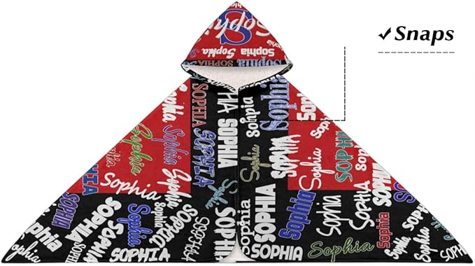 Personalized Hooded Towel Kids Beach Towels Name Custom Baby Toddlers Cotton Wrap Changing Robe for Shower Beach Trip Pool Bathrobe, Black and Red Color