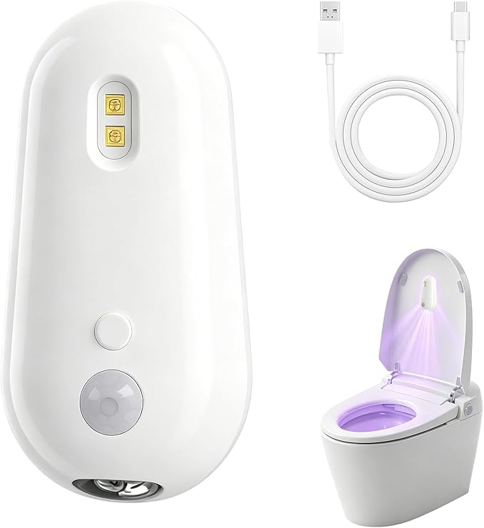 Toilet Night Light,Motion-Activated,USB Rechargeable, Adhesive Mounted Tool-Free for Shared Bathrooms, For Elderly & Pet