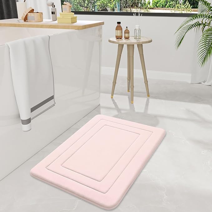 Arotive Memory Foam Bathroom Rug Mat 36x24, Ultra Soft and Absorbent Bath Mat, Machine Wash Dry, Comfortable Bath Rug Carpet for Bathroom Floor, Tub and Shower, Pink