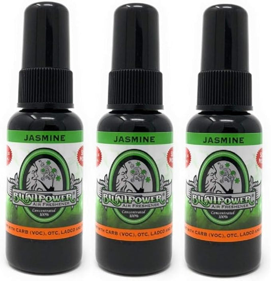 BluntPower (Jasmine, 3 Pack) Concentrated Air Freshener - Premium Oil Based Air Freshener Spray For Home and Car - Long-Lasting Bathroom Spray, Car Freshener, & Odor Eliminator Spray