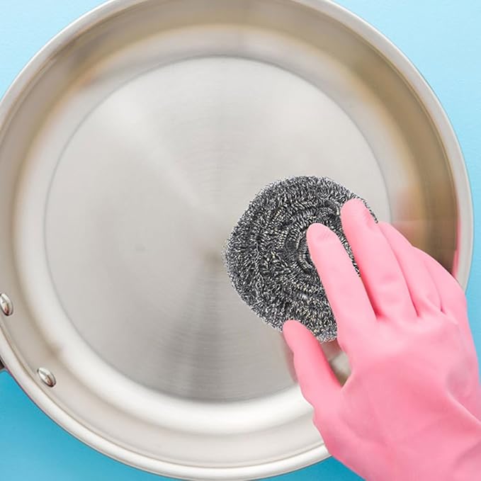 15pcs Steel Wire Scrubber Balls Pot Cleaning Brush Kitchen Dishwashing Scrubbers Heavy Duty Pan Cleaner for Stubborn Grease Removal Household Supplies