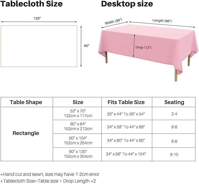 IVAPUPU Textured Linen Table Cloth for Rectangle Table - Pink Tablecloths Rectangular Waterproof Wrinkle Free Wipeable Dining Table Cover for Spring Wedding Birthday Kitchen Decor, 60 x 120 Inch