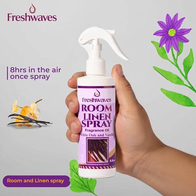 Freshwaves Room Linen Spray, Fragrance Oil (8.8 Oz, White Oak & Vanilla Sugar)