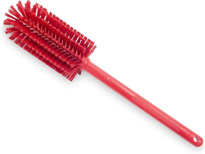 SPARTA Large Water Bottle Brush Ideal for Wide-Mouth Jars, Bottles and Tumblers, Dishwashing Tool with Handle for Home and Commercial Kitchens, Plastic, 16 Inches, Red