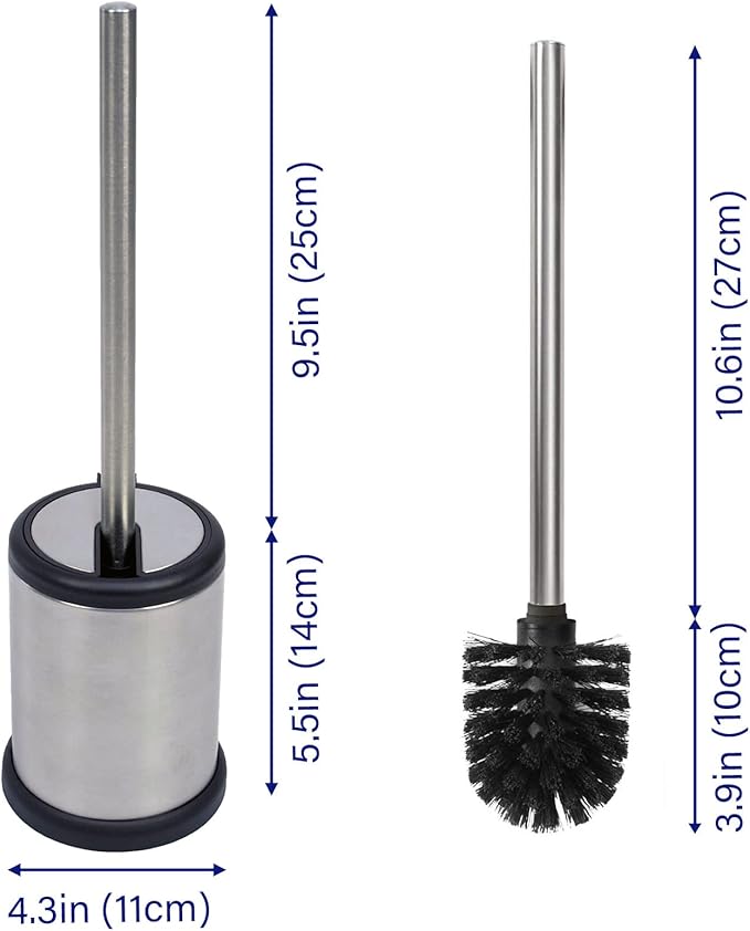 Casaphoria Stainless Steel Toilet Bowl Brush and Holder set for Deep Cleaning,Bowl Scrubber Brush with Lid for Bathroom,Deluxe Freestanding Toilet Brush and Plunger Combo