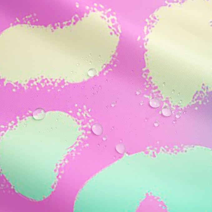 Erosebridal Cheetah Print Shower Curtain 72" Wx78 L,Glitter Kawaii Bath Curtain Pastel Pink Teal Gradient Tie Dye Shower Curtain Set Rainbow Animal Hide Kids Girls Glowing Leopard Spot Bathroom Decor