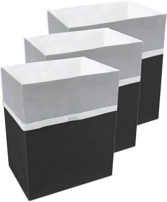 13 Gallon Disposable Pop-Up Trash Cans (3-Pack) with Fitted Bags – Foldable Garbage & Recycling Bins for Parties, Events & Kitchen (Black, 17" H x 13.5" W x 10" D)