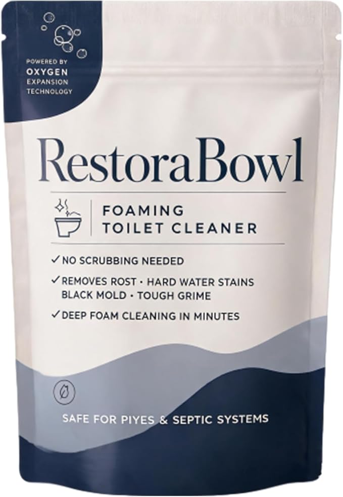 Restorabowl Foaming Toilet Cleaner, Powerful Oxygen-Foam, No Scrubbing, Not Damage the Pipes