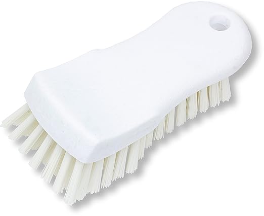 SPARTA Plastic Cutting Board Scrub Brush with Hanging Hole for Washing Cutting Boards, 6 Inches, White