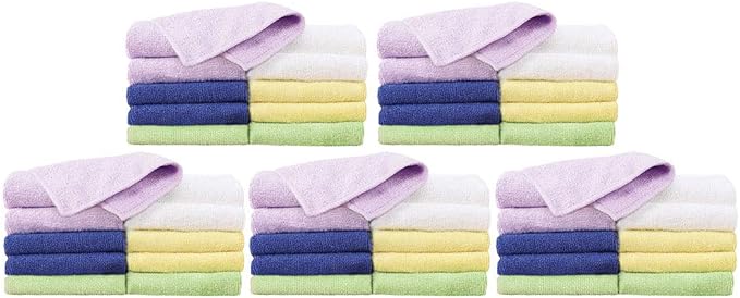 ForPro Professional Collection Cozy Cloths Microfiber Towels, Ultra-Soft and Absorbent Cleaning Cloths, Assorted Colors, 50-Count