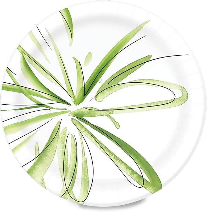 Amazon Basics Everyday Disposable Paper Plates, 10 Inch, Microwave-Safe, Cut Resistant, Soak-Proof, 50 Count