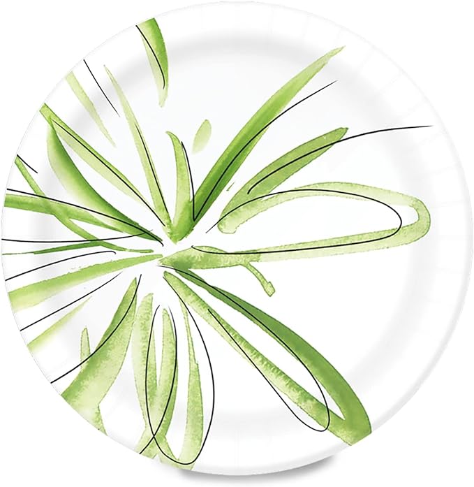 Amazon Basics Everyday Disposable Paper Plates, 10 Inch, Microwave-Safe, Cut Resistant, Soak-Proof, 150 Count
