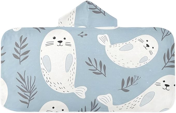 SUABO Kids' Bath Towels Dolphin and Grass Hooded Towels for Boys Girls,Toddler Towels Multi-Purpose for Beach,Pool and Bathroom,23.5" x 50", Soft and Highly Absorbent
