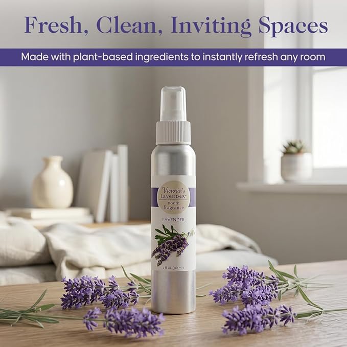 Victoria's Lavender Room Fragrance Spray - Air Freshener & Odor Eliminator - Lavender Spray - Luxury Essential Oil Scent for Home & Bathroom - Aromatherapy Relaxation & Stress Relief- 2 Pack, 4 oz