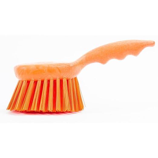 SPARTA 40541EC24 Plastic Scrub Brush, Utility Brush, Kitchen Brush With Hanging Hole For Cleaning, 8 Inches, Orange - (Pack of 1)