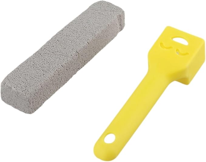Natural Pumice Toilet Cleaning Brush With Ergonomic Handle For Removing Yellow Stains Rust Scale On Toilets Sinks Bathtubs Tiles Chemical-Free Multi-Use Bathroom for SURFACE Cleaner (Yellow)
