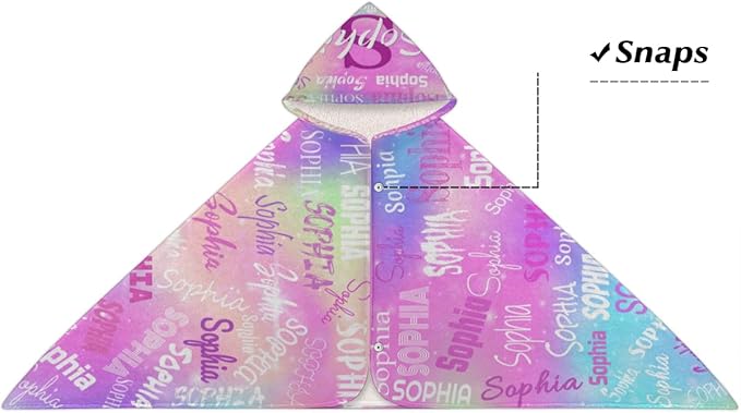 Custom Name Hooded Towels Bath Towels for Kids Toddler Infant Absorbent Bath Shower Gifts for Boy and Girl 24 x 50 Inch, Colorful Pink Blue Watercolor