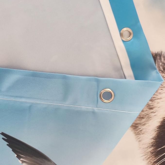 TOMOZ Funny Animal Shower Curtain, Cool Raccoon Riding Shark Theme Ocean Shower Curtain for Bathroom, Fun Nautical Kids Children Fabric Bath Curtain with 12 Hooks 69 x 84Inch