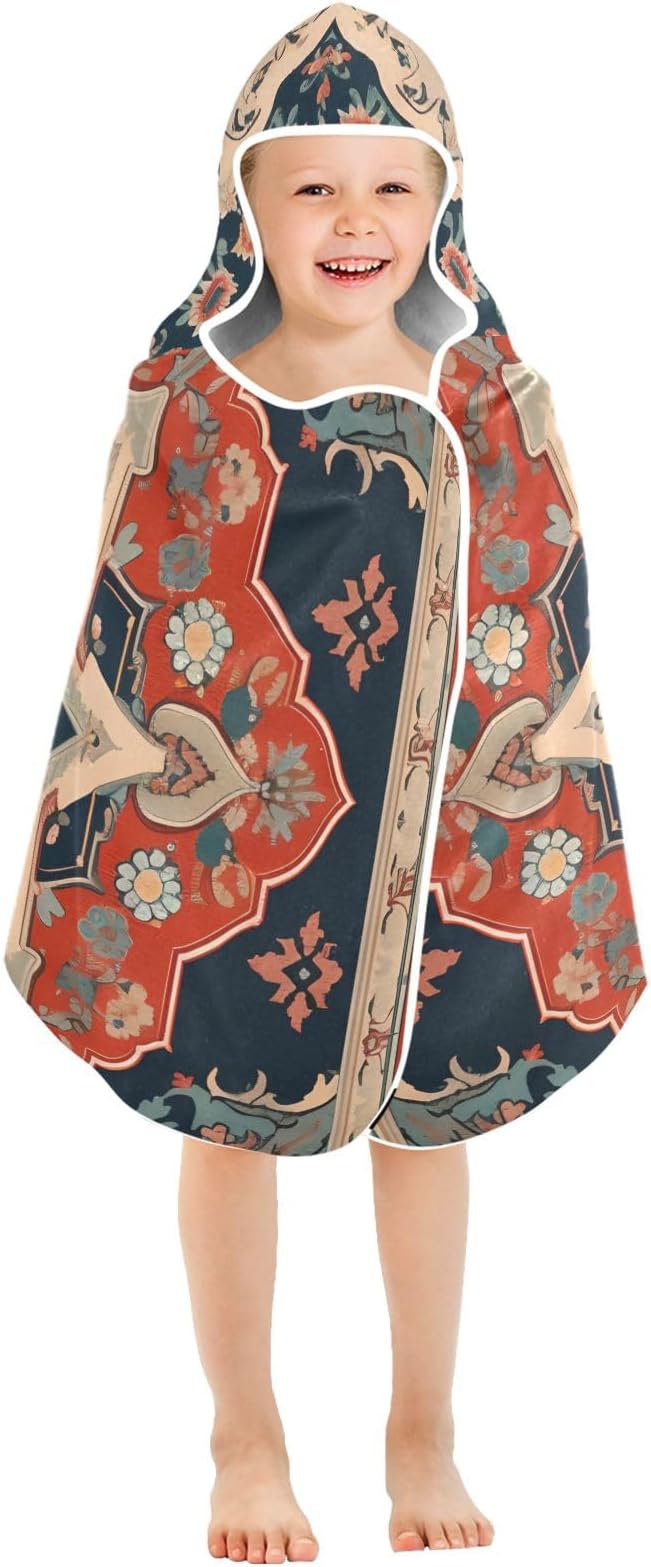 Hooded Towel for Kids Fantanbulas Tribal Floral Beach Wrap Bath Towels 50x23.5in