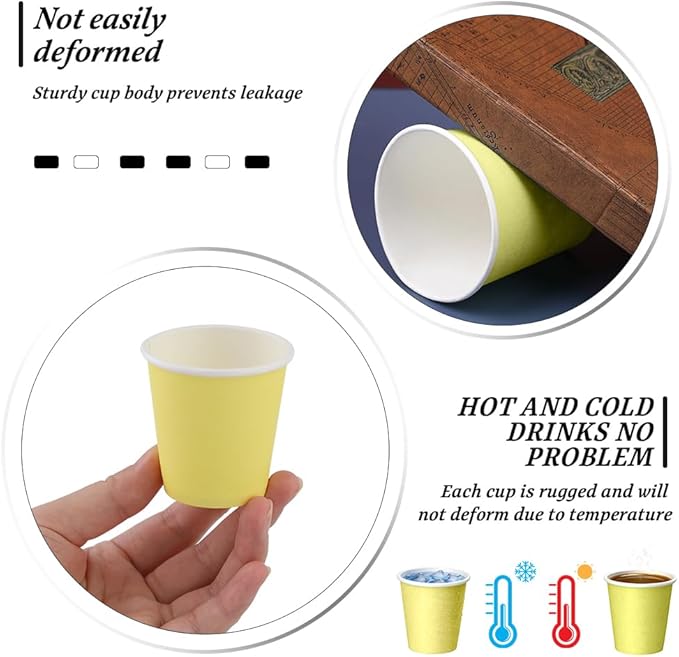 300 Pack 3oz Yellow Paper Cups,Mouthwash Cups, Disposable Bathroom Cups,Small Paper Cups 3oz Ideal for Bathroom,Supermarket,Birthday Party,Picnic and BBQ