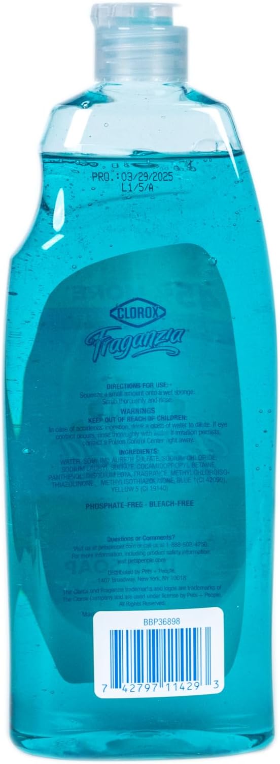 Clorox Fraganzia Liquid Dishwashing Soap, Ocean Scent - Cuts Through Tough Grease Fast, Quick-Rinsing Formula Washes Away Grime, A Powerful Clean You Can Trust, 22 Fl Oz, Pack of 2