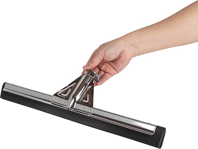 Restaurantware-RW Clean 17.7 Inch Floor Squeegee, 1 Heavy-Duty Squeegee Head Replacement - Handle Sold Separately, Medium, Stainless Steel Garage, Foam Blade, For All Types Of Floors