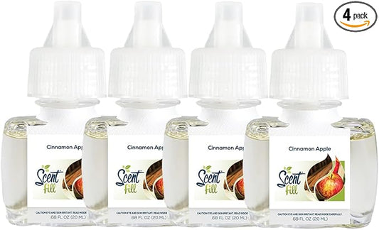 Scent Fill Cinnamon Apple Plug in Air Freshener, 4 Scented Oil Refills