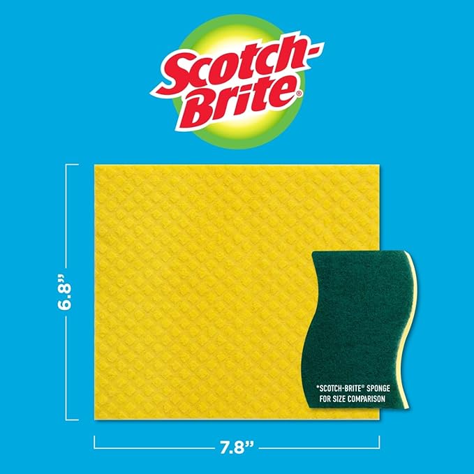 Scotch-Brite Reusable Sponge Cloths (2-Pack) – Highly Absorbent, Washable Multi-Purpose Cleaning Cloths