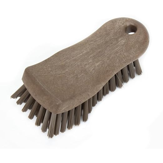 SPARTA Plastic Cutting Board Scrub Brush with Hanging Hole for Washing Cutting Boards, 6 Inches, Brown