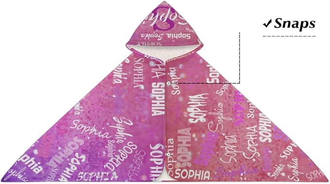 Custom Name Kids Hooded Bath Beach Towel Girls Boys, Swim Pool Cover Up Absorbent 50in x 24in, One Size, Wrap Bath Towels Beach Poncho, Pink Glitters Effect Print