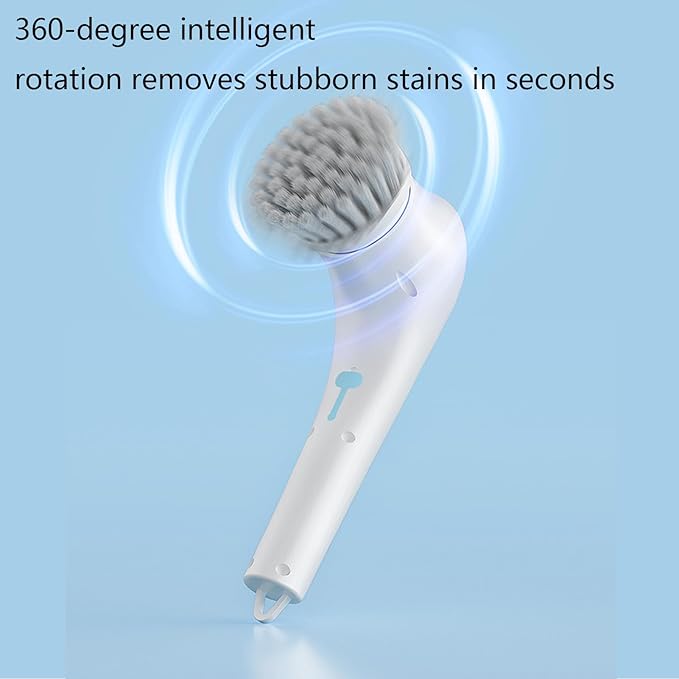 Electric Scrubber - Handheld Multifunctional Bathroom Cleaner, Powerful Shower Tool with Replaceable Brush Heads for Bathtub, Tile, Floor, Kitchen, Long Tail Household Cleaning Accessory