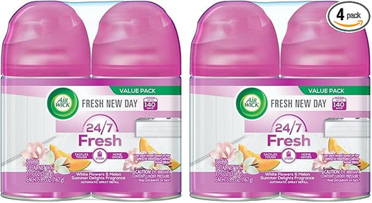 Air Wick Automatic Air Freshener Spray Refill, 2ct, Summer Delights, Odor Neutralization, Essential Oils (Pack of 2)