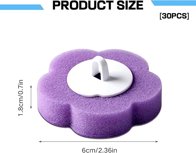 30 PCS Disposable Toilet Brush Refills, Lavender Scented Wand Refill Pads, Replacement Bowl Cleaner Brush Heads for Toilet Bowl Deep Cleaning