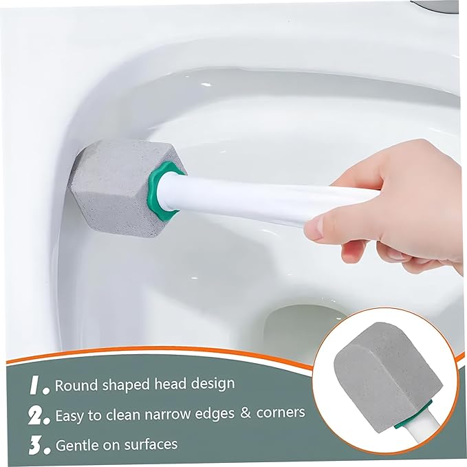 12Pcs Pumice Stone Toilet Bowl Cleaner with Plastic Handle Hard Water Stain Remover for Bathroom Cleaning Toilet Ring Removing Porcelain Sink Shower Tiles