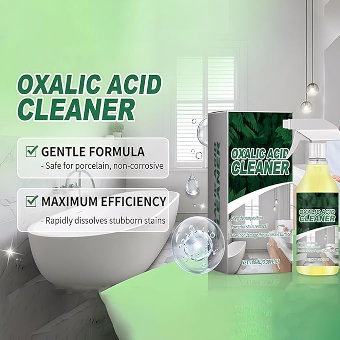 2026 Upgraded Oxalic Acid Cleaner Spray, Oxalic Acid Powerful Stain Cleaner, Powerful Stain Removal Spray for Bathroom, Multi-surface Rust Remover for Bathtub, Porcelain, Tiles (2PC)