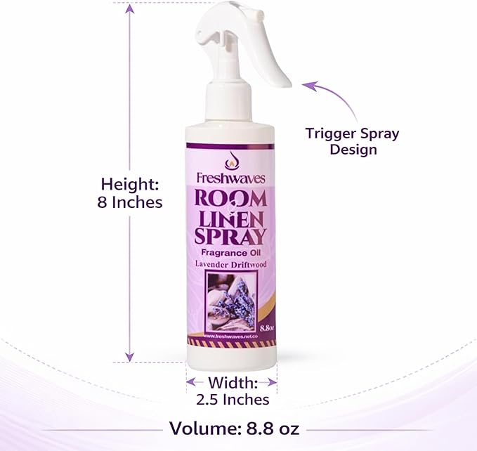 Freshwaves Room & Linen Spray | Lavender Driftwood | White Trigger Air Spray Freshener | Odor Eliminator | Air Freshener Spray | 8.8oz