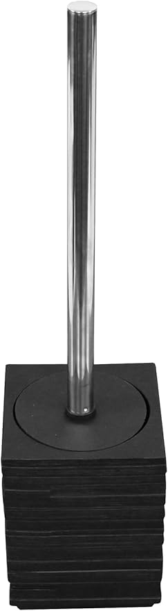Gedy Quadrotto Square Toilet Brush Holder with Chrome Handle, Black