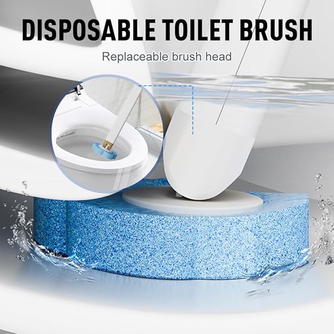 Disposable Toilet Cleaning System: Toilet Brush & Holder Kit with 18PCS Pre-Soaked Cleaner Wall-Mount Scrubbing Toilet Brush Bathroom Cleaning Kit (36-Pack Lemon Brush Head)