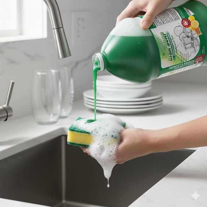 GreenFist Dish Soap Professional Detergent Liquid Pot & Pan Dish-Wash - Light or Heavy Use (Green Dish Soap 1 Gallon)