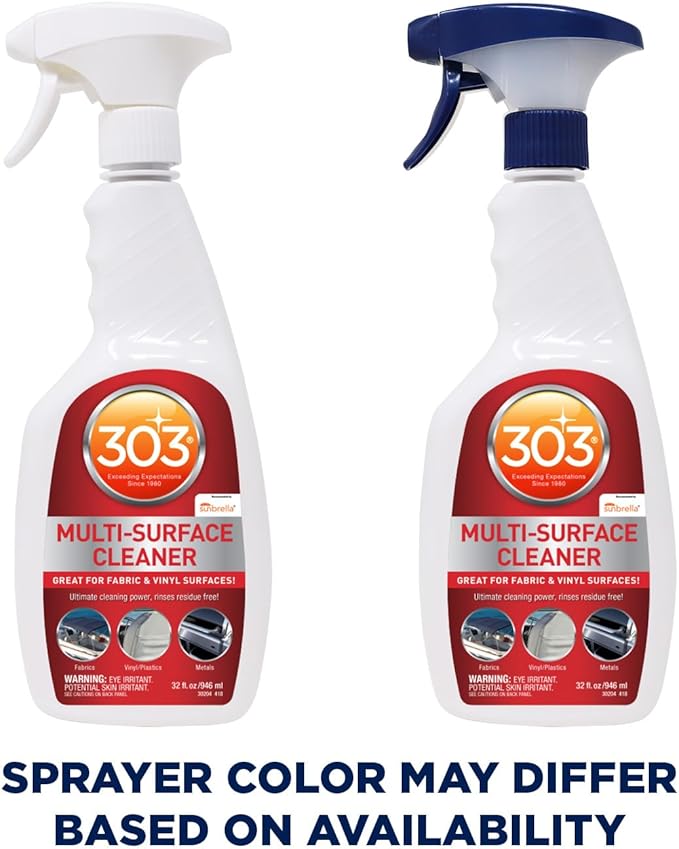 303 Products Marine Multi-Surface Cleaner, Boat Cleaner Spray for Vinyl, Canvas & Upholstery – Removes Dirt & Grime, Sunbrella Recommended, 32 oz (6-Pack)