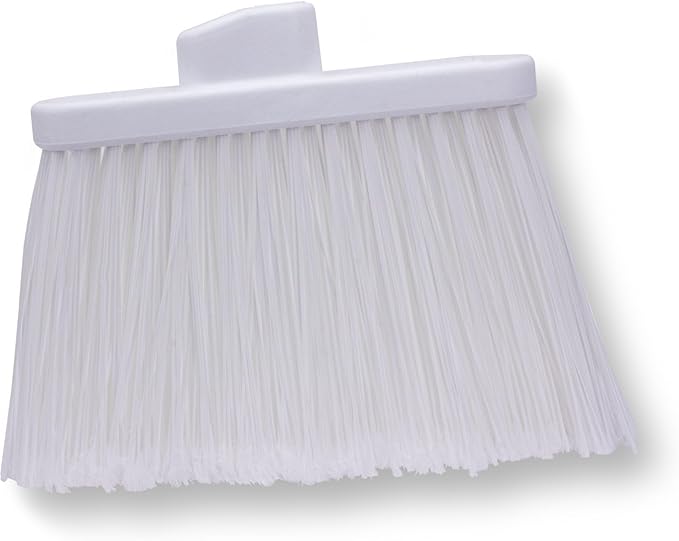 SPARTA Plastic Broom Head, Angled, Flagged for Small Debris Indoor, Outdoor, Home, Restaurant, Lobby, Office, 12 Inches, White, (Pack of 12)