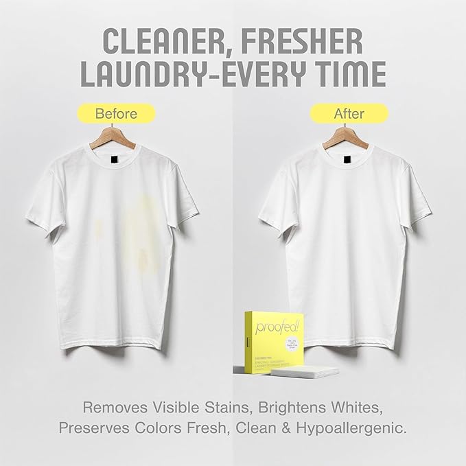 Proofed! Laundry Detergent Sheets, The Only 100% Plastic-Free Sheet, No PVA or PVOH, Hypoallergenic, Bio-Based Ingredients, Made in USA, Sport Scent, 3 Box, 96 Count