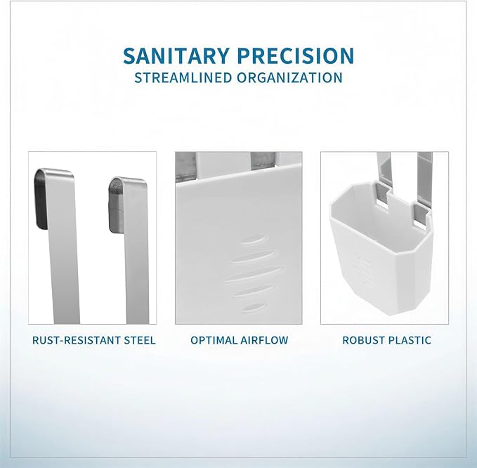 ZALIR 3 Pcs Toilet Tank Holders, White Plastic Hanging Toilet Tank Bracket with Stainless Steel Hook, Long-Lasting Rust-Resistant Carrier, Space-Saving Bathroom Organizer