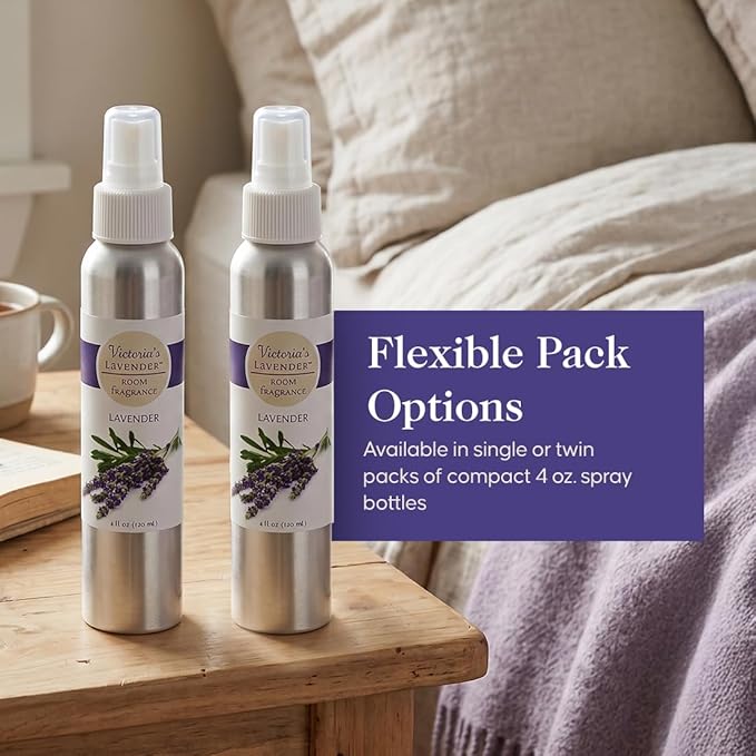 Victoria's Lavender Room Fragrance Spray - Air Freshener & Odor Eliminator - Lavender Spray - Luxury Essential Oil Scent for Home & Bathroom - Aromatherapy Relaxation & Stress Relief- 2 Pack, 4 oz