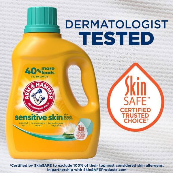 ARM & HAMMER Sensitive Skin Plus Fresh Scent, 170 Loads Liquid Laundry Detergent, 170 Fl oz