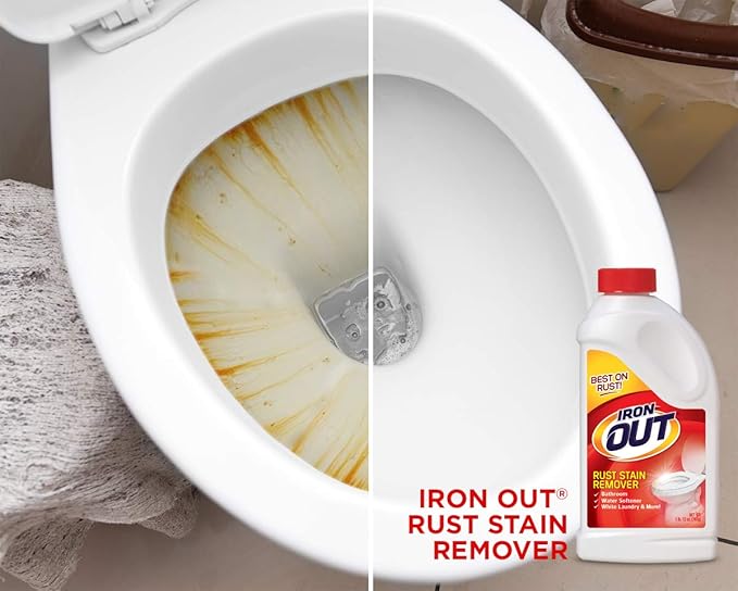 Iron Out Rust Stain Remover Automatic Toilet Bowl Cleaner Tablets, Powerful Gel Spray and Powder