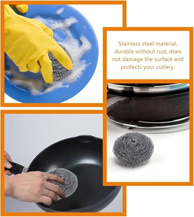 15pcs Steel Wool Pot Scrubbers Kitchen Cleaning Brush Metal Scourer Pads for Dishwashing and Pan Cleaning Household Supplies